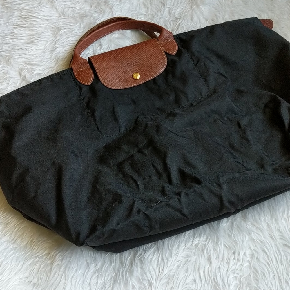 Longchamp Large Black Le Pliage Shopping Tote